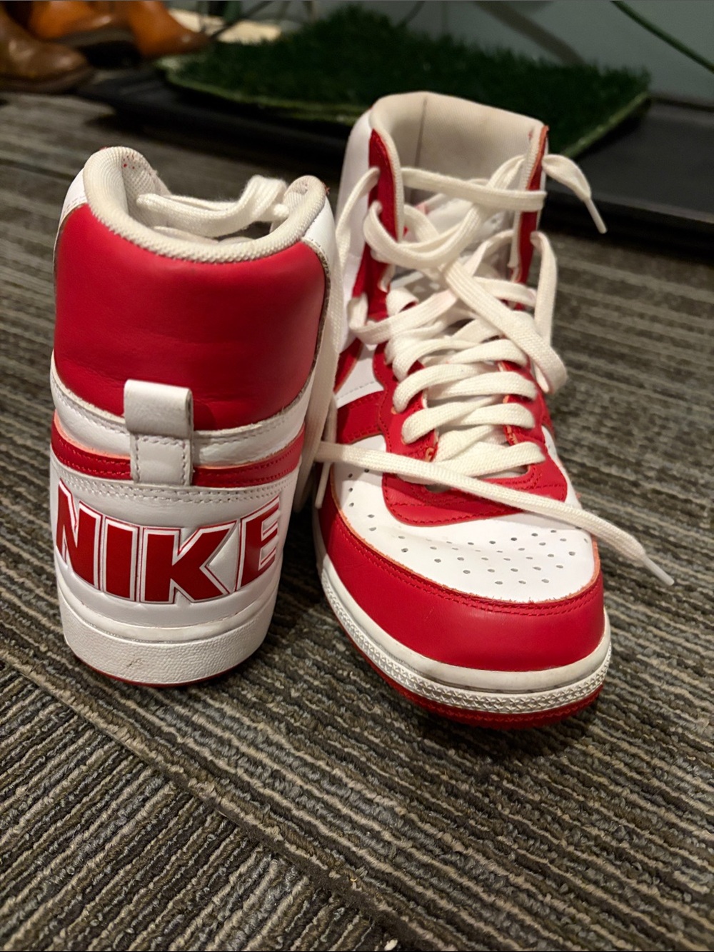 Nike Kids Red and White High-Top Sneakers